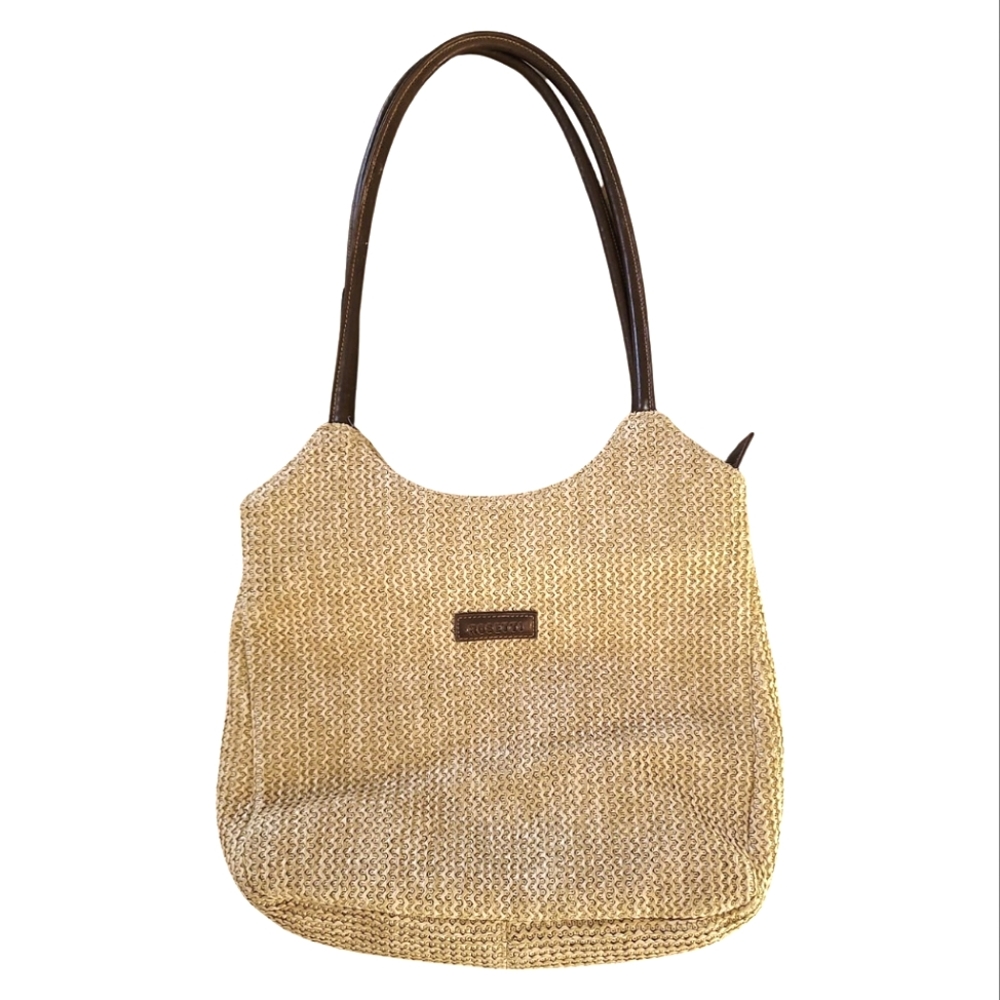 Rosetti Boho Rattan Wicker Woven Tan Handbag Purse Shoulder Bag